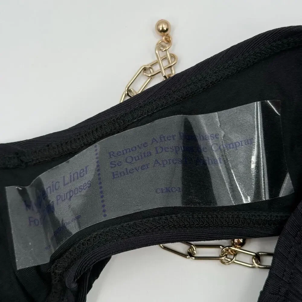 Robin Piccone Yasmine Bikini Bottoms Size Extra Small NEW High Waist Chain Black